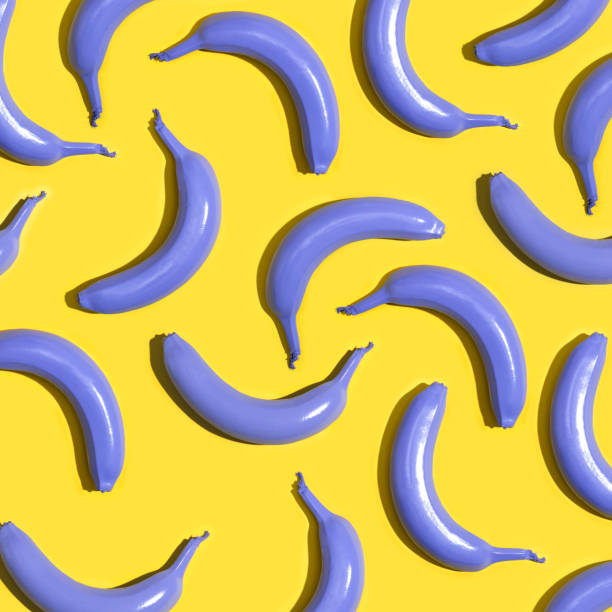 istock Series of painted purple bananas 700268586