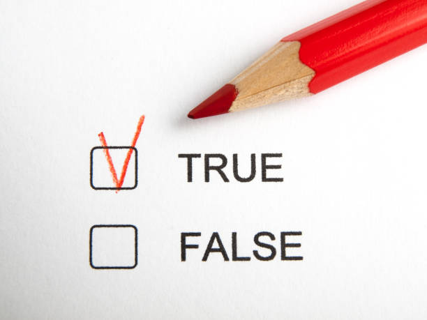 istock Time to choose true not false with red pencil 700282522