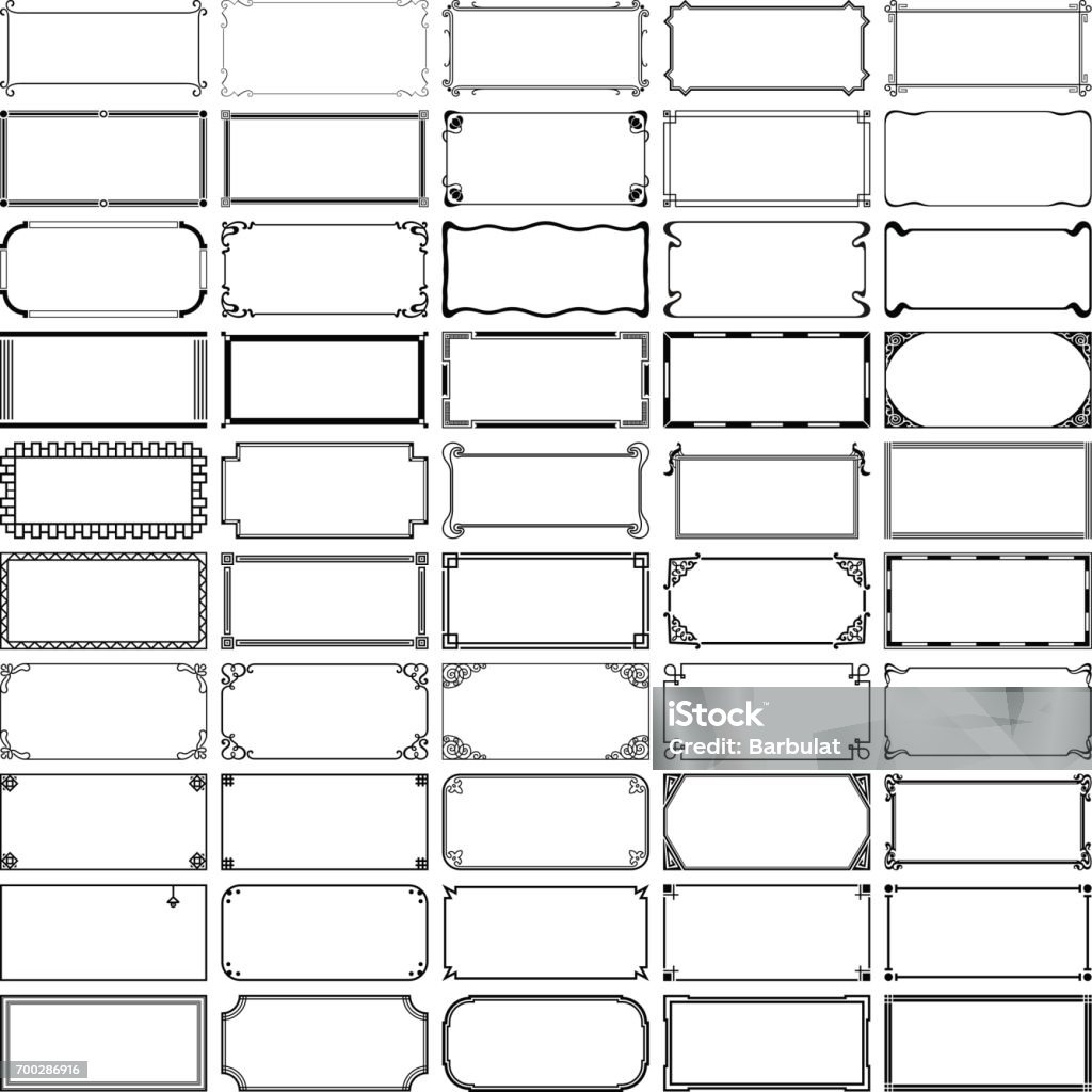 Cinquante cadres rectangle - clipart vectoriel de Bordure libre de droits