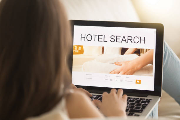 istock Female tourist using web service to find hotel 700287184
