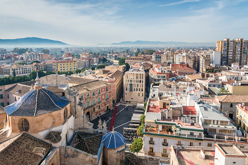 Panoramic view of Murcia from Cathedral Church of Saint Mary, Spain.