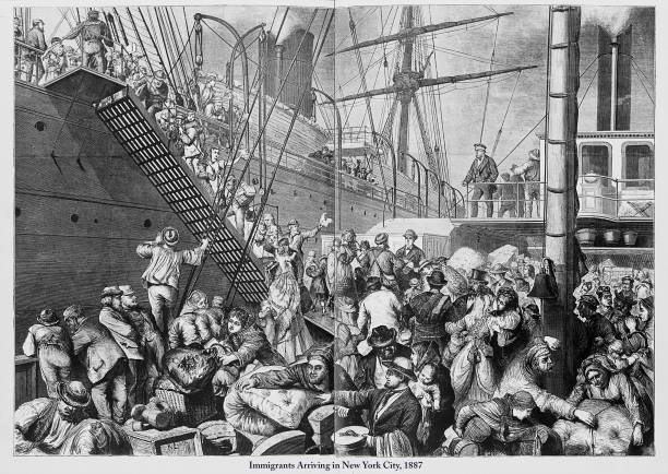 istock Immigrants Arriving in New York City, 1887 Engraving 700310532