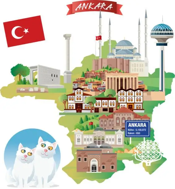 Vector illustration of Turkey Cartoon map