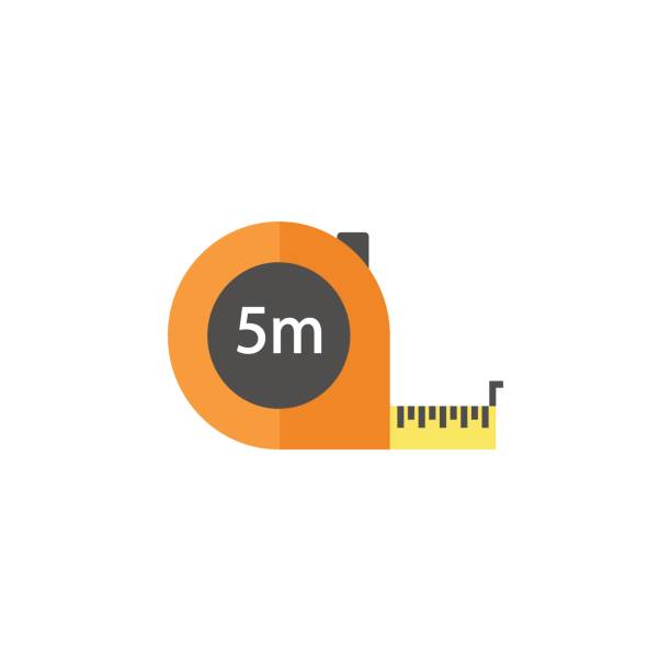 ilustrações de stock, clip art, desenhos animados e ícones de tape measure flat icon, build repair elements - tape measure measuring length vector