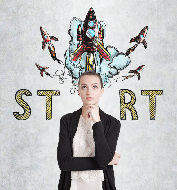 istock Pensive woman and start up 700319340