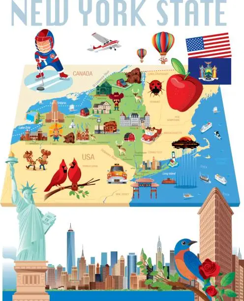 Vector illustration of New York State Cartoon map