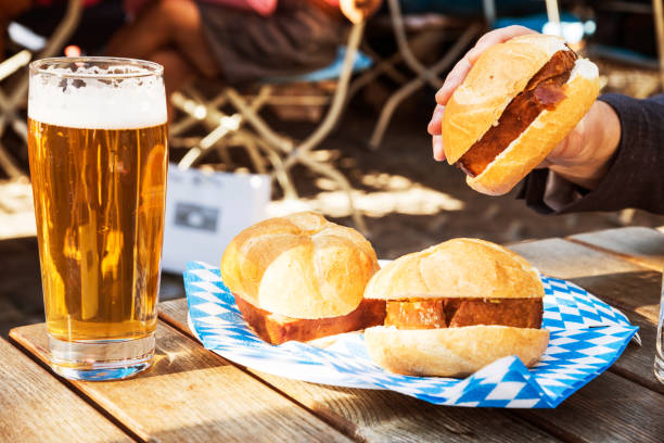 Bavarian meatloaf and beer in Munich, Germany
