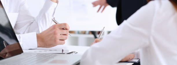 istock Training the employee with the help of third-party hired lecturers to help solve problems and responsibilities 700364018