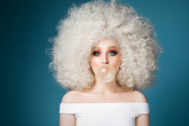Pretty woman with extravagant hairstyle