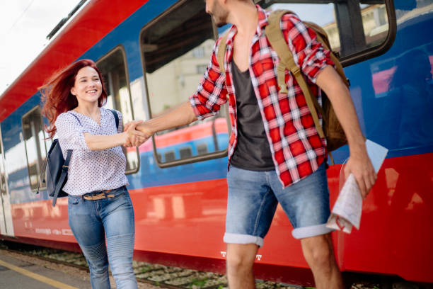 istock Couple in a hurry to reach the train 700379454