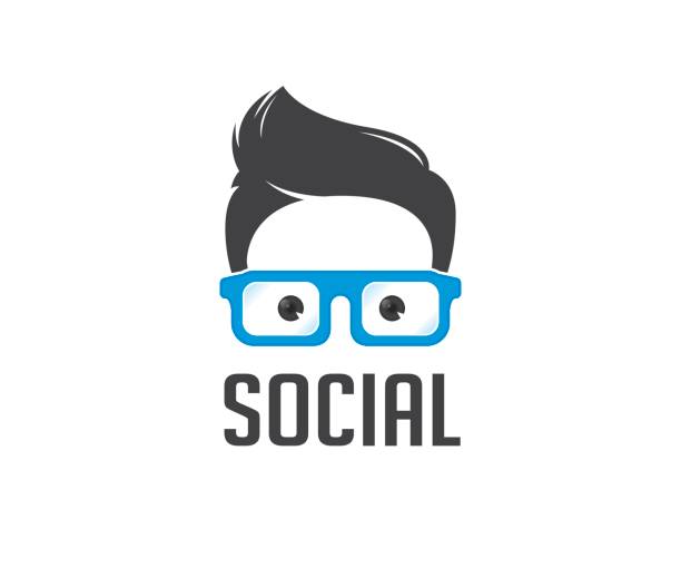 Social geek vector icon social, geek, nerd, boy nerd teenager stock illustrations