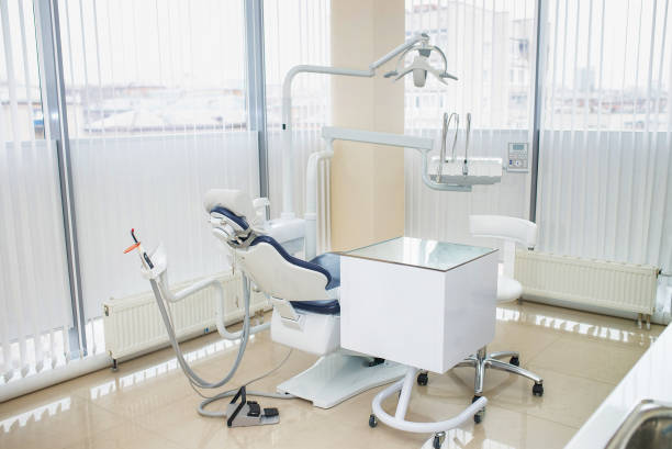 istock Special dental equipment at dentist office, interior with panoramic windows 700393872