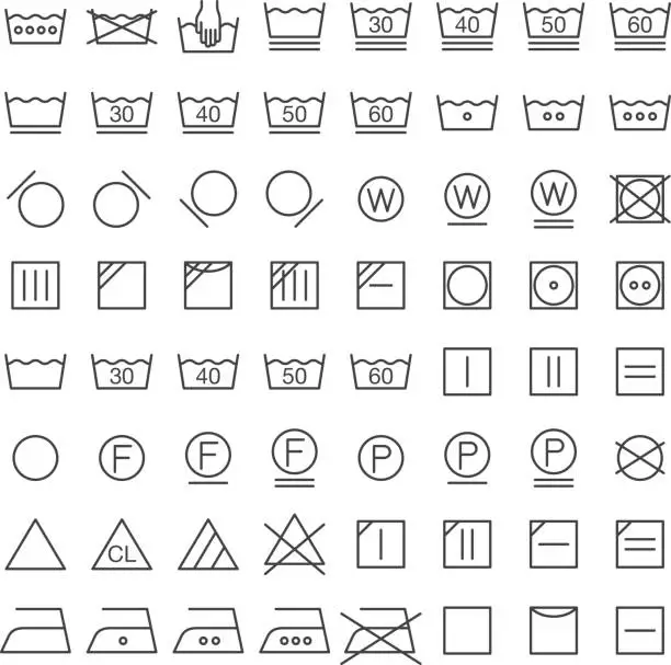 Vector illustration of Set of International Laundry Symbols