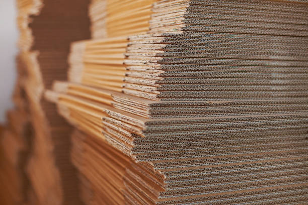 Big stuck of clean cardboard texture background close up stock photo