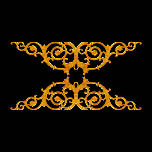 Ornament elements, vintage gold floral designs