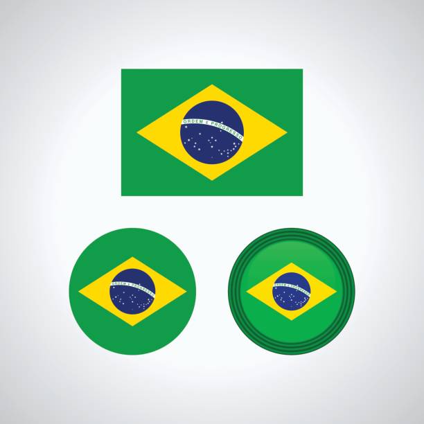 ilustraciones, imágenes clip art, dibujos animados e iconos de stock de banderas brasil trío, ilustración vectorial - brazil