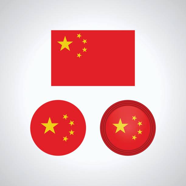 ilustraciones, imágenes clip art, dibujos animados e iconos de stock de banderas chinas trío, ilustración vectorial - bandera china