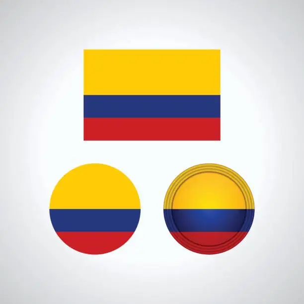 Vector illustration of Colombia trio flags, vector illustration