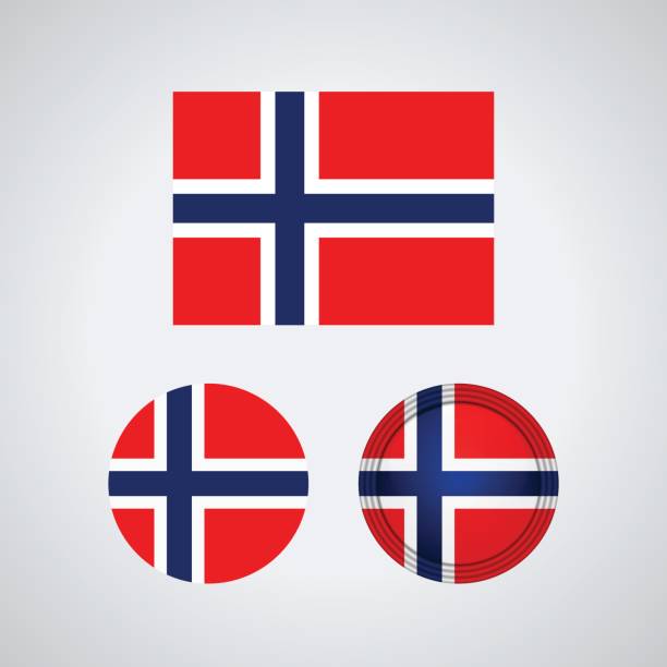 Norwegian trio flags, vector illustration Flag design. Norwegian flag set. Isolated template for your designs. Vector illustration. norwegian flag stock illustrations