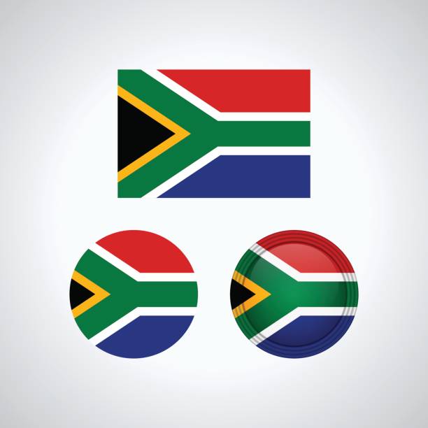 South African trio flags, vector illustration Flag design. South African flag set. Isolated template for your designs. Vector illustration. south africa flag stock illustrations