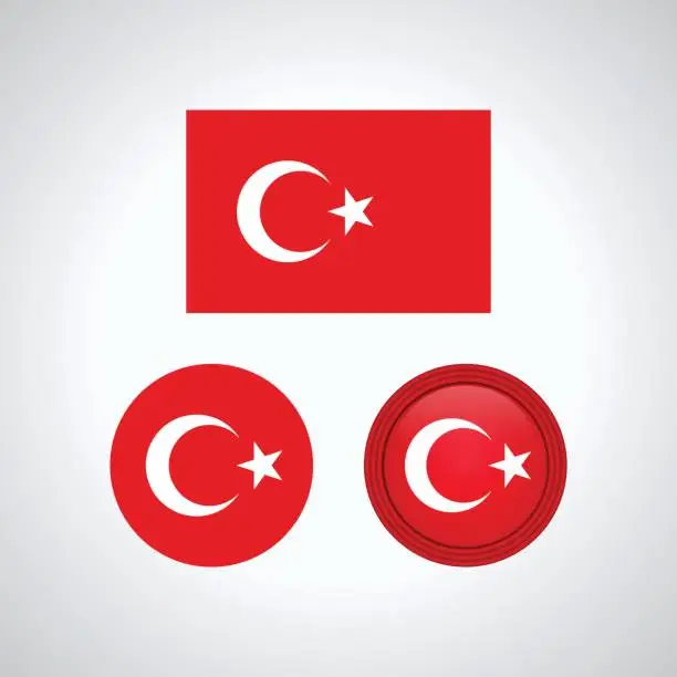 Vector illustration of Turkish trio flags, vector illustration