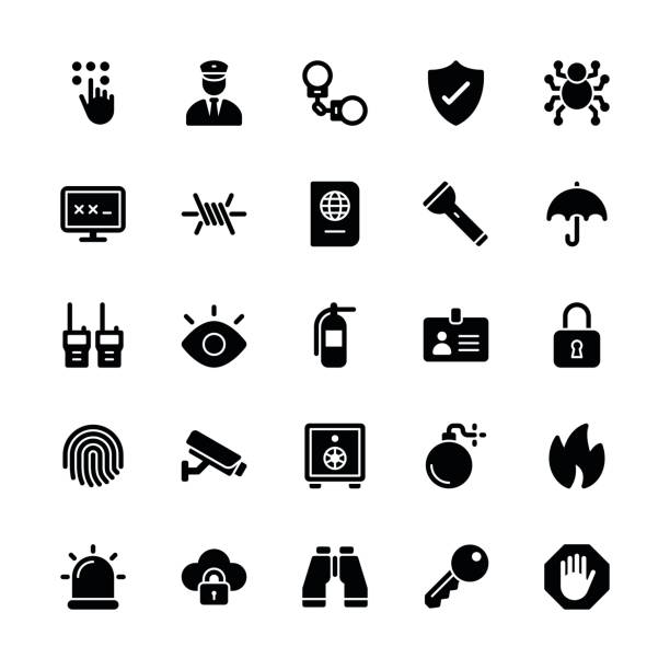 Security icons - Regular Glyph Security icons - Regular Glyph Vector EPS File. binoculars patterns stock illustrations