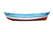 Wooden painted boat isolated on a white background