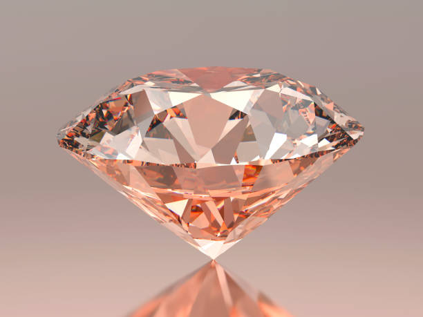 istock 3D illustration red pink round diamond on greey pink red background with reflection 700479224