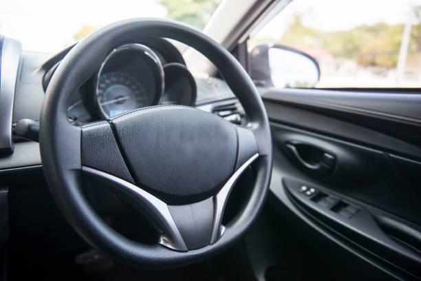 istock Steering wheel in the car 700494444