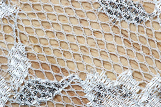 istock Vintage lace with silver thread glitter decorative and net fiber 700495422