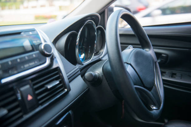 istock Steering wheel in the car 700497888