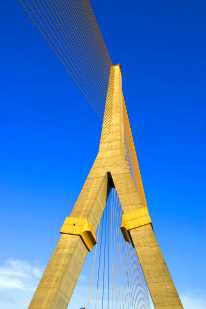 istock A rope bridge in Bangkok city and blue sky. 700497944