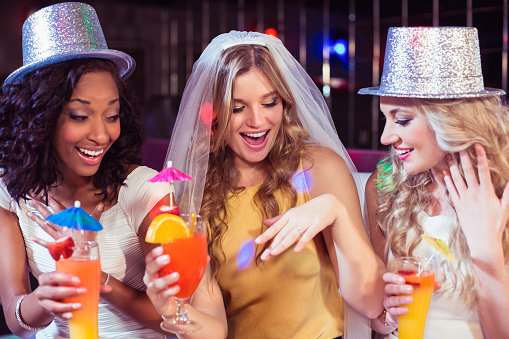Girls celebrating bachelorette party in a club