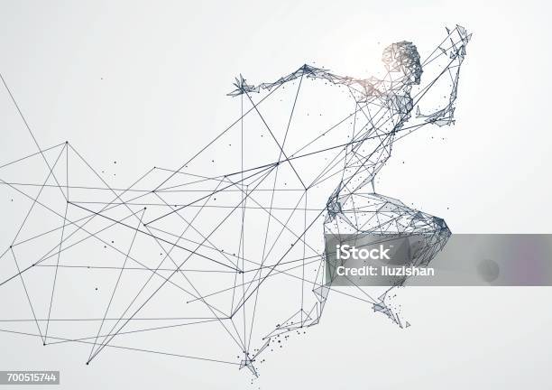 Running Man Network Connection Turned Into Vector Illustration Stock Illustration - Download Image Now