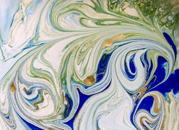 istock Marbled blue, green and gold abstract background. Liquid marble pattern. 700515786