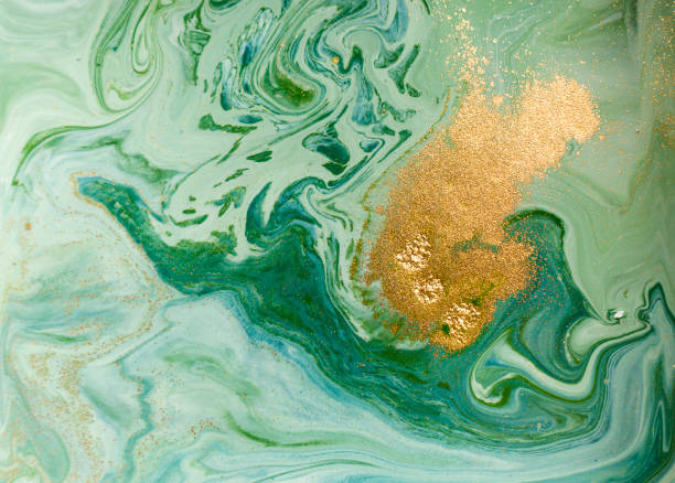 istock Marbled green and golden abstract background. Liquid marble pattern. 700518990