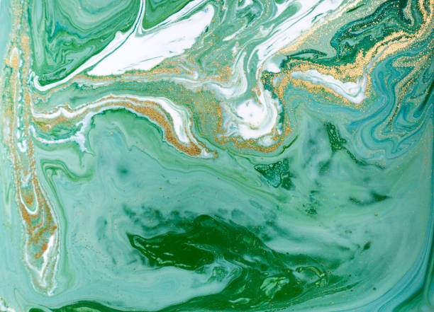 istock Marbled green and golden abstract background. Liquid marble pattern. 700519090