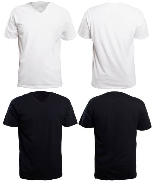 istock Black and White V-Neck Shirt Mock up 700522036