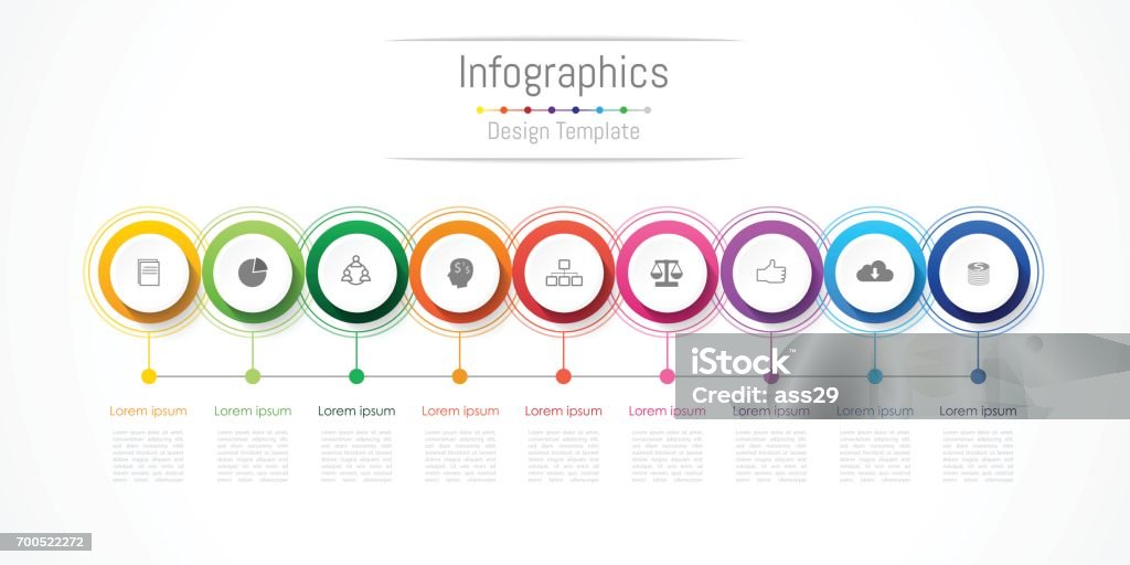 Infographic 9 옵션, 부품, 단계 또는 벡터 일러스트 레이 션, 프로세스 귀하의 비즈니스에 대 한 디자인 요소입니다. - 로열티 프리 8-9 살 벡터 아트