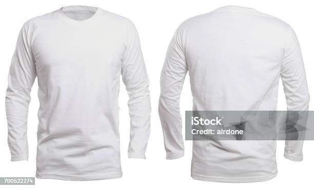 White Long Sleeve Shirt Mock Up Stock Photo - Download Image Now - Long Sleeved, Shirt, T-Shirt