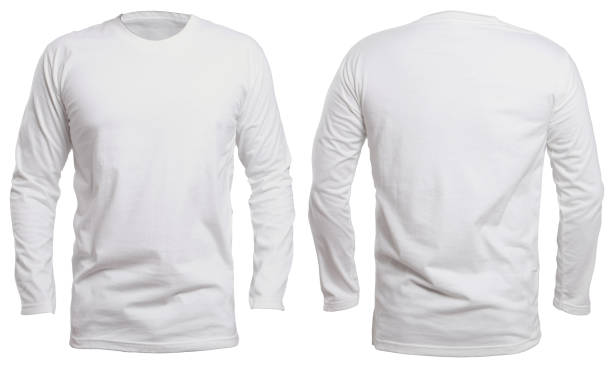 white long sleeve shirt mock up - long sleeved imagens e fotografias de stock