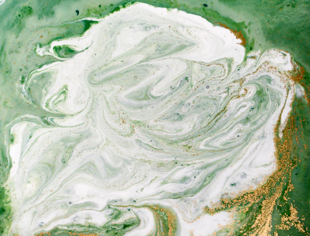 istock Marbled green and golden abstract background. Liquid marble pattern. 700527760