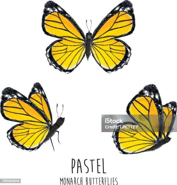 Pastel Monarch Butterflies Stock Illustration - Download Image Now - Butterfly - Insect, Yellow, Vector