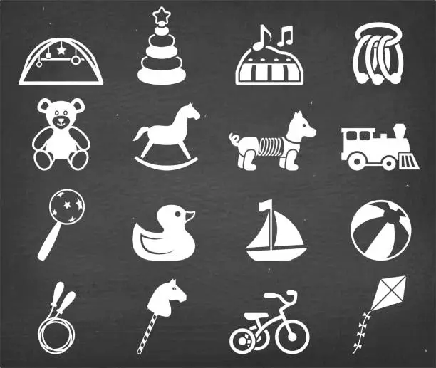 Vector illustration of Popular Baby toys royalty free vector icon set