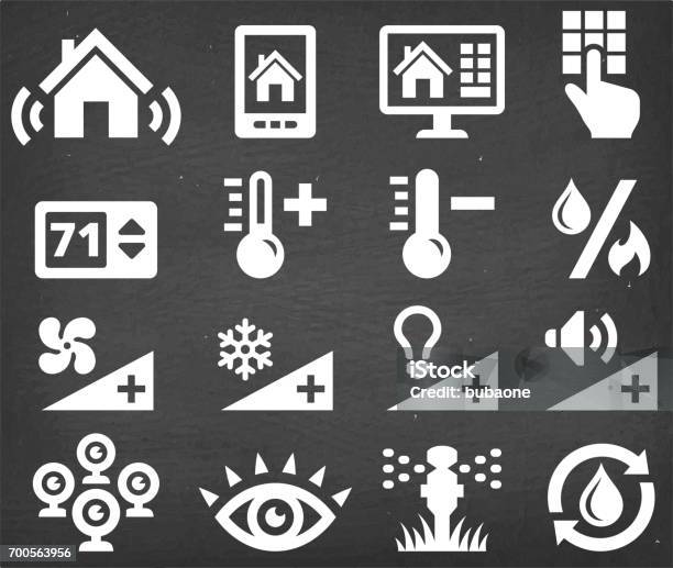 Home Automation Security And Temperature Interface Vector Icon Set Stock Illustration - Download Image Now