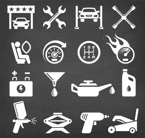 Vector illustration of Car Inspection and Auto Repair vector icon set