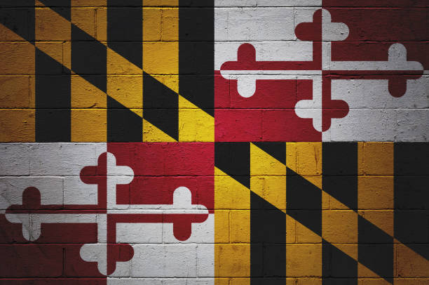 Maryland state flag painted on a wall Flag of Maryland painted on a brick wall. maryland us state photos stock pictures, royalty-free photos & images
