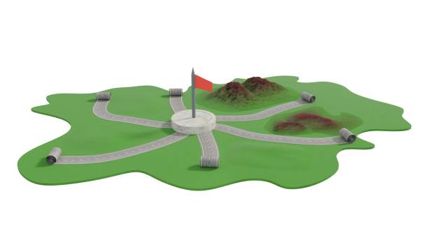 Road construction in province area 3d render