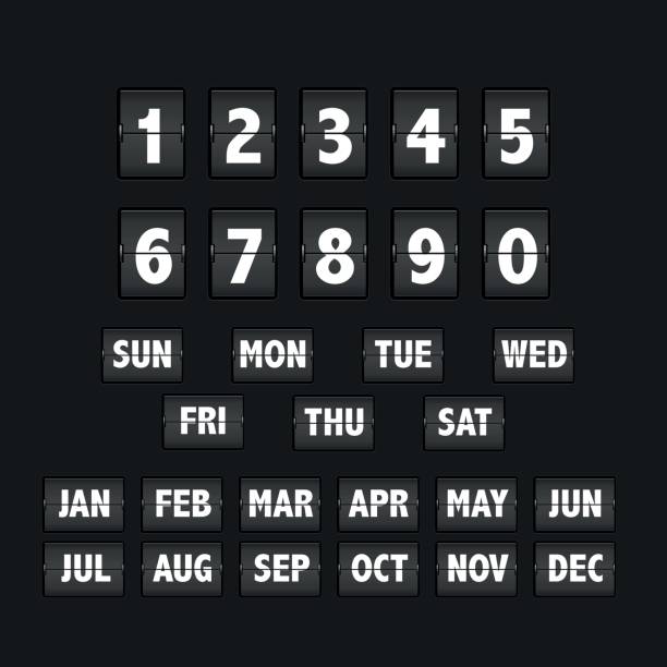 Flip clock calendar Flip clock calendar vector style flip calendar stock illustrations