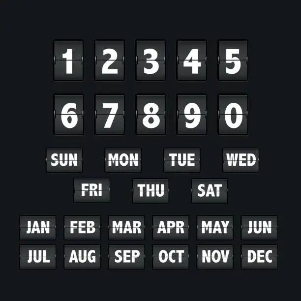 Vector illustration of Flip clock calendar